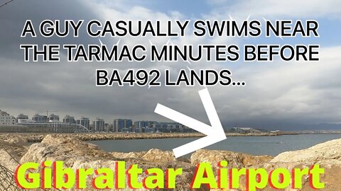 Beach at Airport, a Man Casually Swims Next to Tarmac; Minutes before Plane Lands