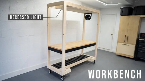 DIY workbench with built in light // DIY Woodworking