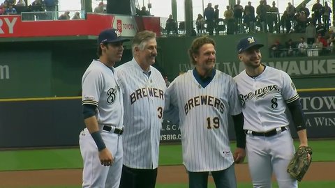 All 4 Milwaukee Brewers MVPs took part in Opening Day first pitch
