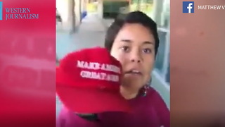 College Student Steals "Make America Great Again" Hat From Student