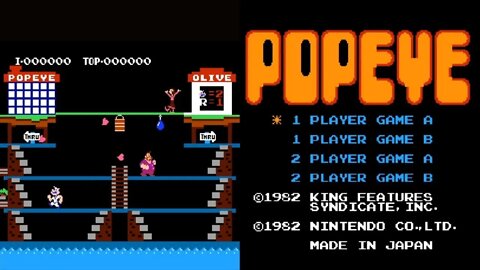 1982 Popeye Arcade Game. Nintendo Entertainment System (NES). No Commentary Gameplay. | Piso games