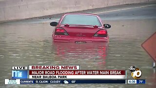 North Park water main break floods streets, cars