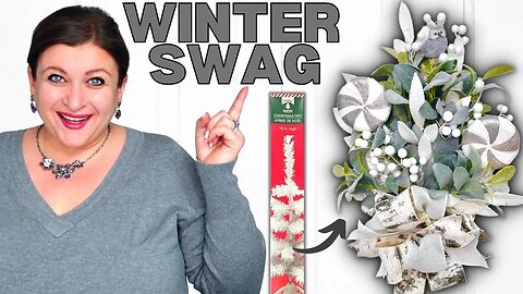 How to make a Dollar Tree CHRISTMAS TREE Winter SWAG WREATH | FUNKY BOW Tutorial