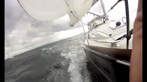 Wild Exciting 15 knot Boat Speed Sailing in a performance cruiser.