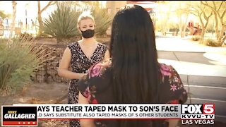 What would you do if your kid had a mask taped to his head by a teacher?