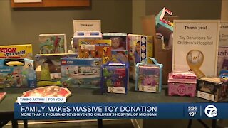 Family collects more than 2,000 toys for Children's Hospital of Michigan in memory of 9-year-old son