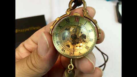 Skeleton Pendant hand wind Pocket Watch Steampunk Vintage Crystal Ball PW13 - giveaway Sep 10, 2016