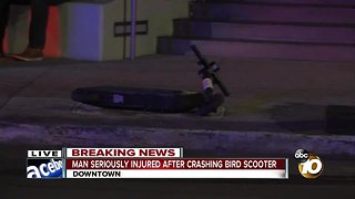Man transported to hospital after crashing scooter downtown