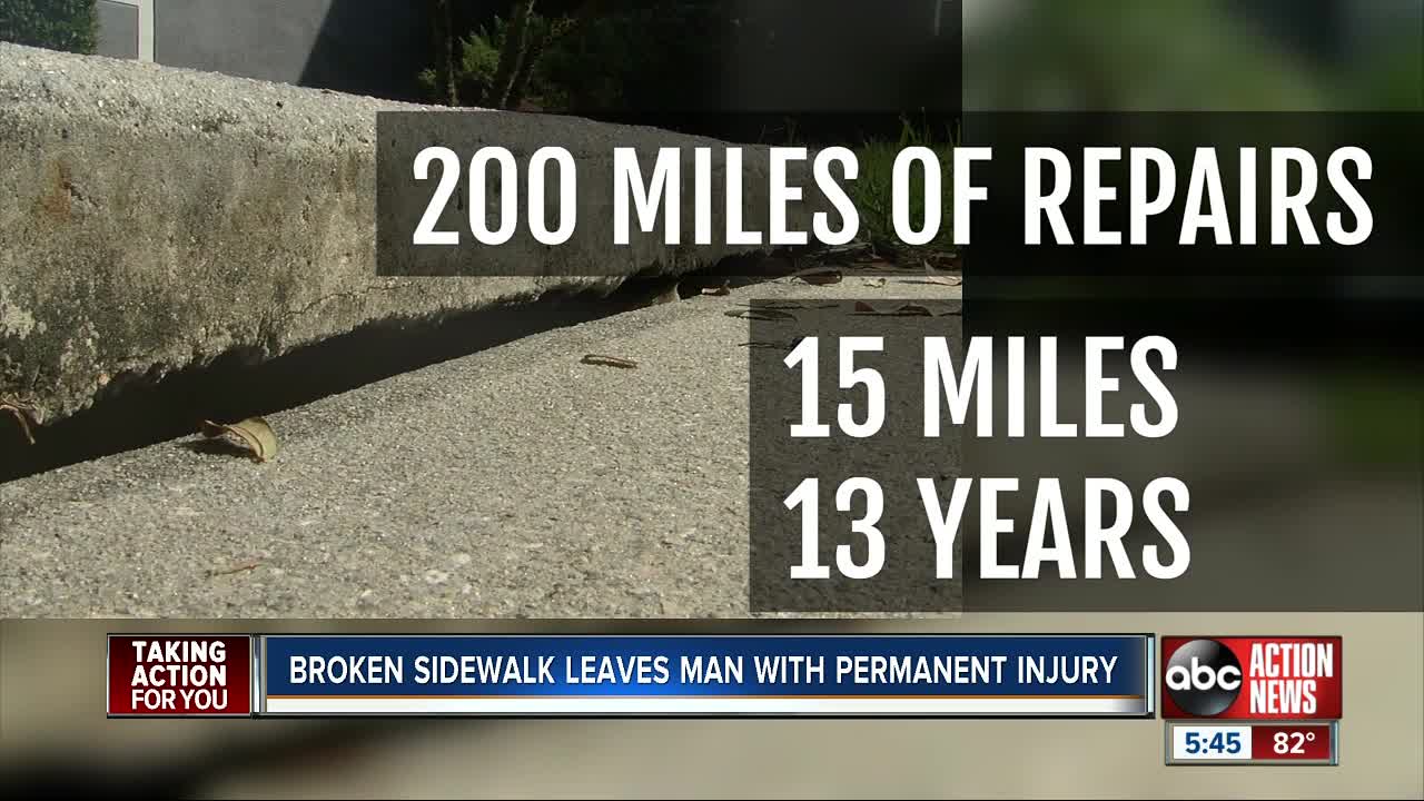 Tennessee man breaks hand after tripping on broken sidewalk in Hillsborough County