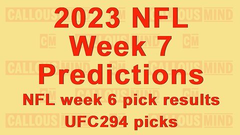 2023 National Football League Week 7 predictions - week 6 pick results - UFC294