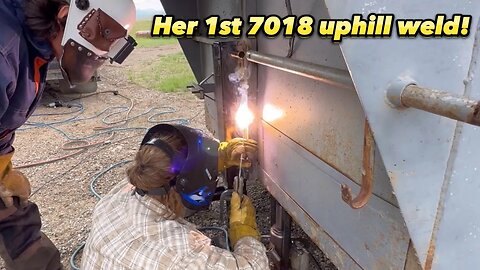 Teaching Emily How to Weld Uphill