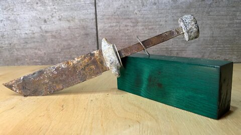 Emerald Handle for this Old Rusty Knife! Beautiful Restoration.