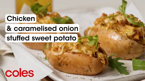 Chicken and caramelised onion stuffed sweet potato