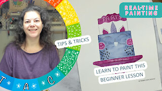 Paint With Me: [Unicorn Cake] Real-Time Watercolor Tutorial Workshop - Beginners Tips #FoodArt