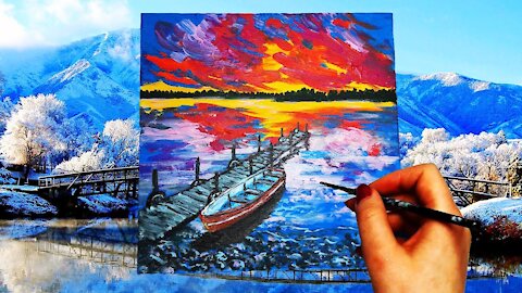 Painting Videos Relaxing Music Fabulous NIGHT Landscapes EASY | Acrylic Painting for Beginners