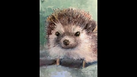 Palette knife only Alla Prima Oil Painting of a hedgehog Muffy