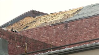 Weekend windstorm blows hole in Shea's roof