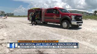 Firefighters using pickup truck to get to beach emergencies
