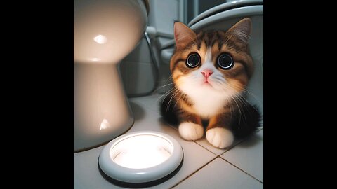 My little cat is afraid of the bathroom light