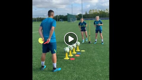 Training skills with Everton Womens team