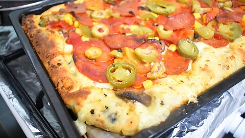 Homemade Deep Pan Meat Feast Pizza with Stuffed Crust