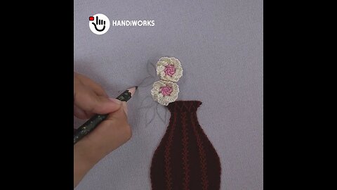 Embroidery flower vase design with fabrics - #art #fabric #diy #embroidery