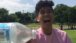 Young man impresses with Bottle Cap Challenge
