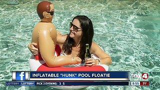 Inflatable "hunk" pool floatie selling on Amazon