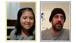 10-year-old girl with cancer interviews Aaron Rodgers