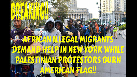 AFRICAN ILLEGAL MIGRANTS DEMAND HELP IN NEW YORK WHILE PALESTINIAN PROTESTORS BURN AMERICAN FLAG!!