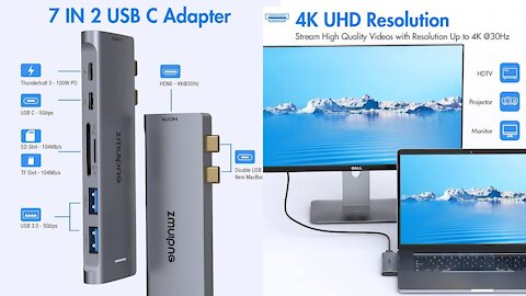USB C Hub Adapters MacBook Pro, USB Adapter HDMI Multiport Mac Dongle.