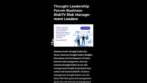 Thought Leadership Forum on BusinessRiskTV