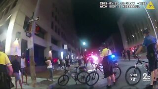 BPD body worn camera footage shows woman punch sergeant, backup officer hitting back