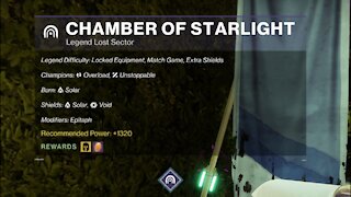 Destiny 2, Legend Lost Sector, Chamber of Starlight on the Dreaming City 10-8-21