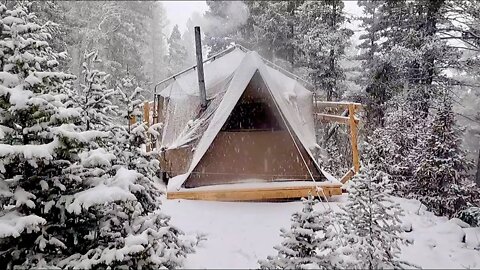 THIS IS NOT THE LAND I PURCHASED! Snowstorm Hits Town, Dumps 8 Inches - Hot Tent Camping Colorado