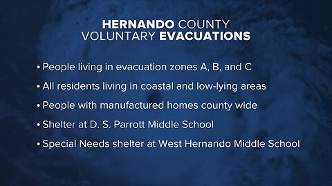 Voluntary evacuations ordered in parts of Hernando Co. ahead of Tropical Storm Idalia