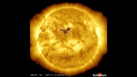 Sunspot Turning to Face Earth While Dino Coronal Hole Entertains Us