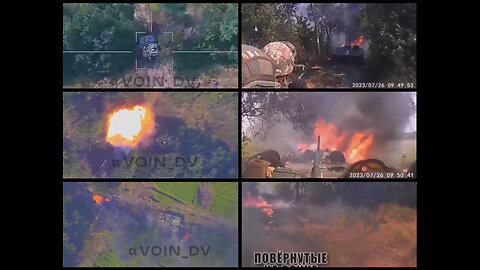 Battle of Robotyne: Russian Lancet UAV hits and burns Ukrainian armored vehicles