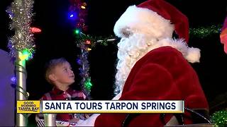 Santa tours Tarpon Springs on Tarpon Springs Fire Truck
