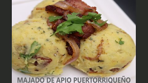 Mashed Apio with Ham and Bacon