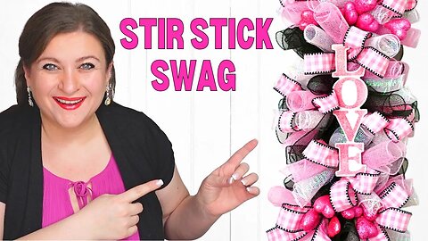 How to make a Door SWAG WREATH CENTERPIECE using 5 Gallon STIR STICK and Deco Mesh