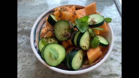 Cucumber Melon Salad w/cumin seed | Flourish Vlog