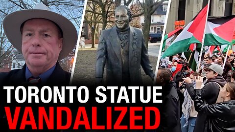 Disgraceful! Pro-Hamas thugs desecrate Al Waxman’s statue in Toronto’s Kensington Market