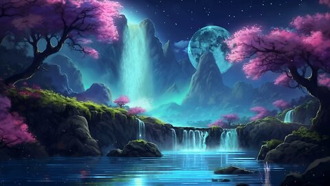 Deep Sleep In Minutes | Moonlight Waterfall Oasis