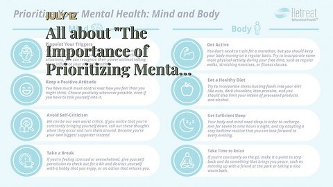 All about "The Importance of Prioritizing Mental Health in Today's Busy World"
