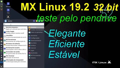 Teste do MX Linux 19.2 no pendrive sem precisar instalar no PC