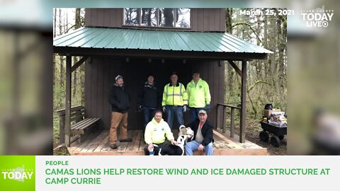 Camas Lions help restore wind and ice damaged structure at Camp Currie