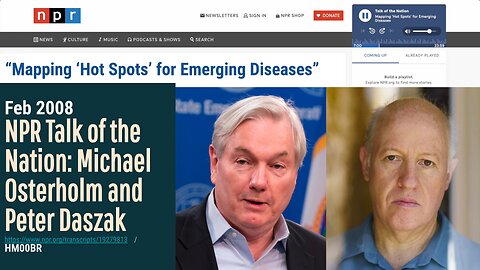 NPR (Feb 2008) - Peter Daszak joins Michael Osterholm to discuss "emerging diseases"