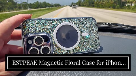 ESTPEAK Magnetic Floral Case for iPhone 14 Pro [Compatible with MagSafe] [Cute Daisy Glitter De...