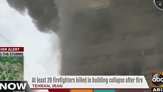 At least 20 firefighters killed in a building collapse after fire in Iran